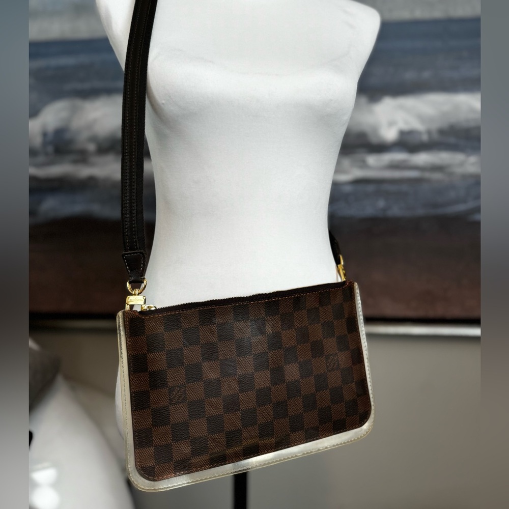 Authentic Louis Vuitton Crossbody Strap in Dark Brown and khaki green color.